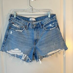 Abercrombie & Fitch The Boyfriend Mid Rise Distressed Jean Shorts, Size 30/10